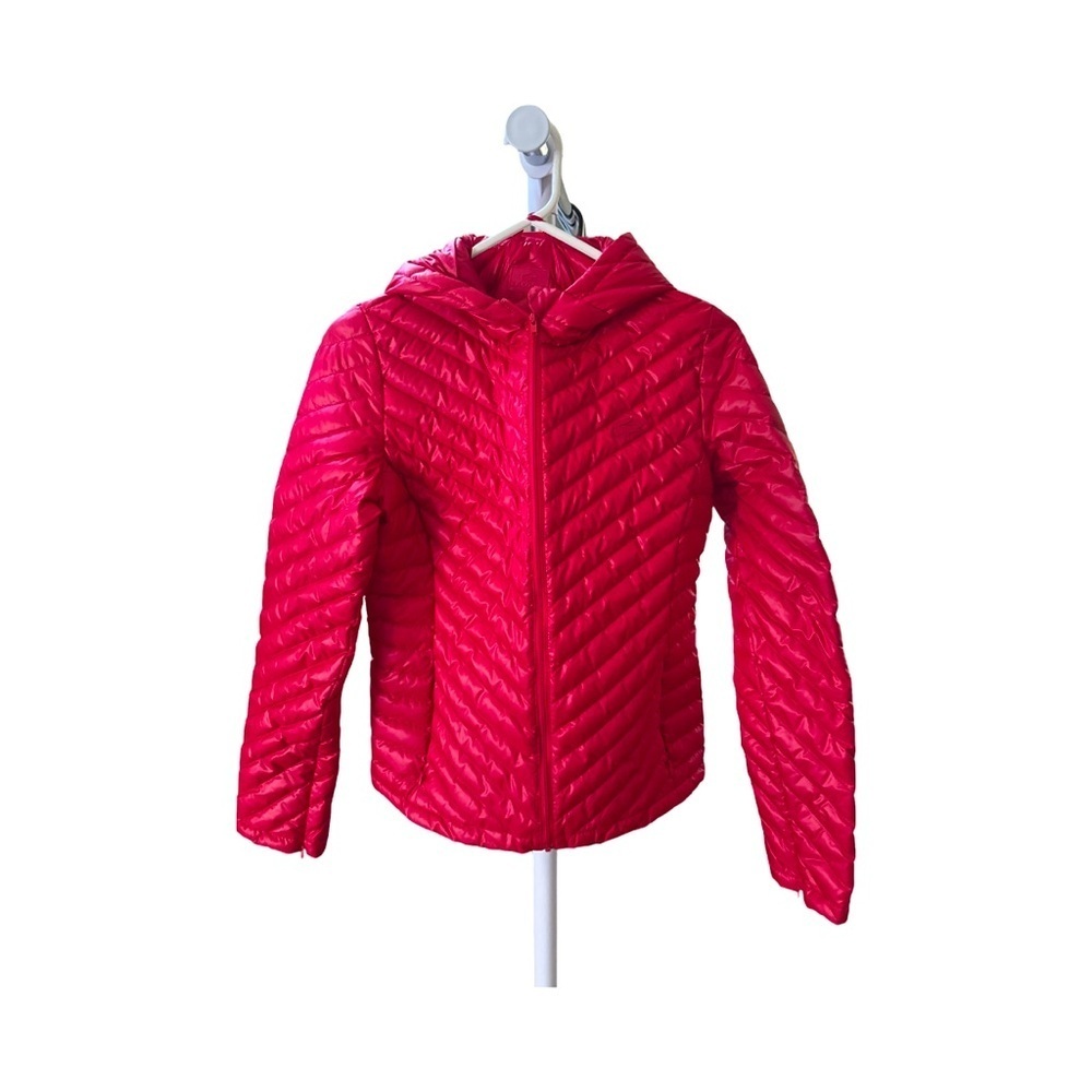 Lacoste Red Puffer Hooded Jacket Size 36 NWOT Condition